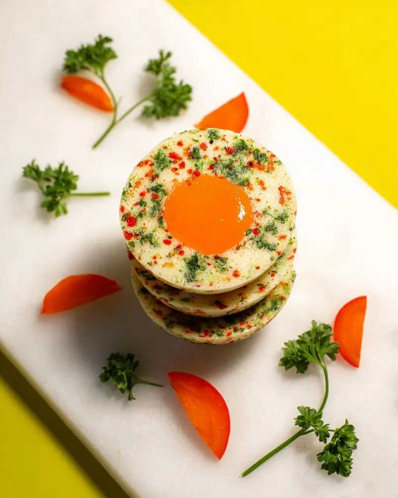 Egg-Based 2 Recipe preparation image: Ingredients neatly arranged for an egg-based dish.